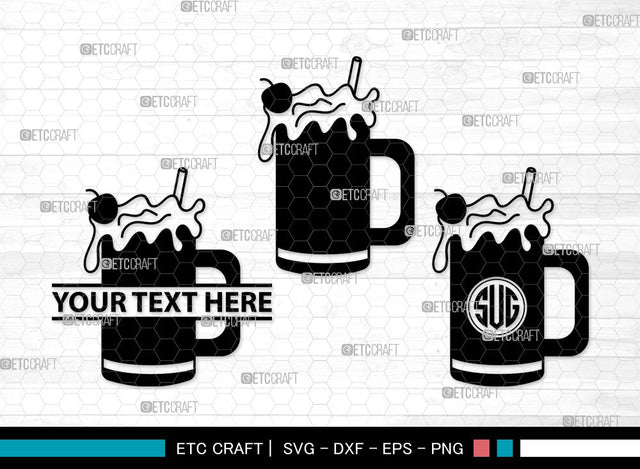 Milkshake Monogram SVG | Drink Shake Svg | Root Beer Float Svg | Cherry Svg | Ice Cream Svg | Milkshake Clipart SVG ETC Craft 