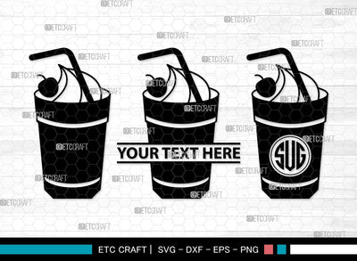 Milkshake Monogram SVG | Drink Shake Svg | Root Beer Float Svg | Cherry Svg | Ice Cream Svg | Milkshake Clipart SVG ETC Craft 