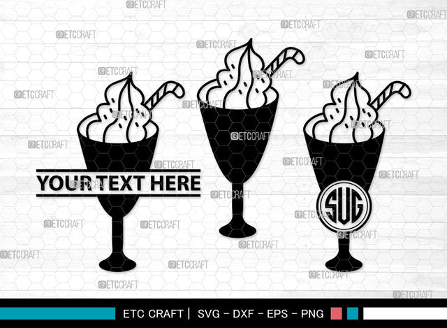 Milkshake Monogram SVG | Drink Shake Svg | Root Beer Float Svg | Cherry Svg | Ice Cream Svg | Milkshake Clipart SVG ETC Craft 
