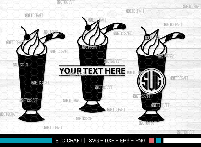 Milkshake Monogram SVG | Drink Shake Svg | Root Beer Float Svg | Cherry Svg | Ice Cream Svg | Milkshake Clipart SVG ETC Craft 
