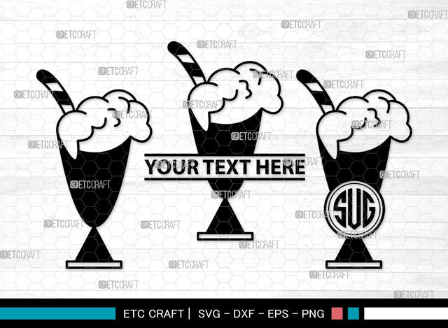 Milkshake Monogram SVG | Drink Shake Svg | Root Beer Float Svg | Cherry Svg | Ice Cream Svg | Milkshake Clipart SVG ETC Craft 