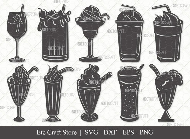 Milkshake Silhouette SVG Cut File | Drink Shake Svg | Root Beer Float Svg | Cherry Svg | Ice Cream Svg | Eps | Dxf | Png SVG ETC Craft 