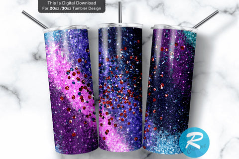 Milky Way Glitter 20 oz / 30 oz Skinny Tumbler Sublimation Regulrcrative 