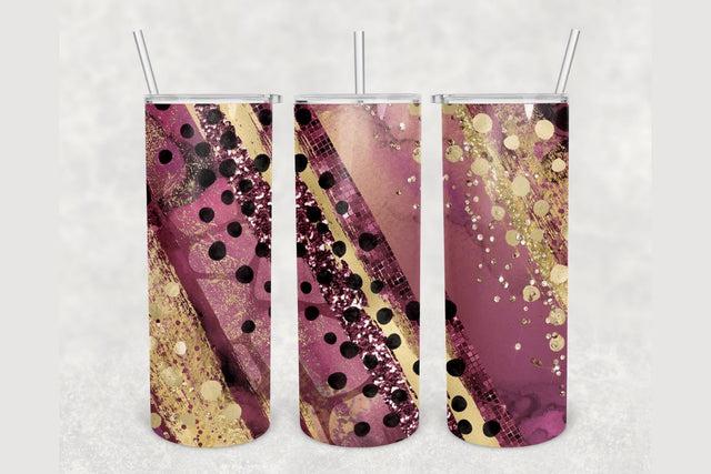 Milky Way Maroon Gold Glitter Tumbler sublimation design 20 oz skinny tumbler wrap Sublimation BambinaCreations 