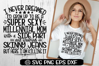 Millennial Mom - Side Part - Skinny Jeans - SVG PNG EPS DXF SVG On the Beach Boutique 