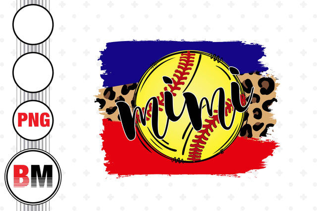Mimi Softball Brush Leopard PNG Files Sublimation BMDesign 