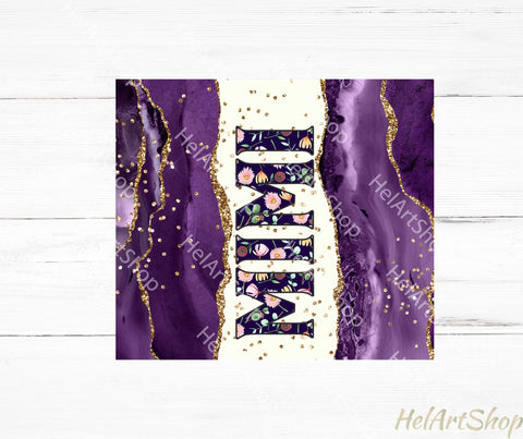 Mimi Tumbler PNG Sublimation, Purple Agate SKINNY TUMBLER Png Sublimation _HelArtShop_ 