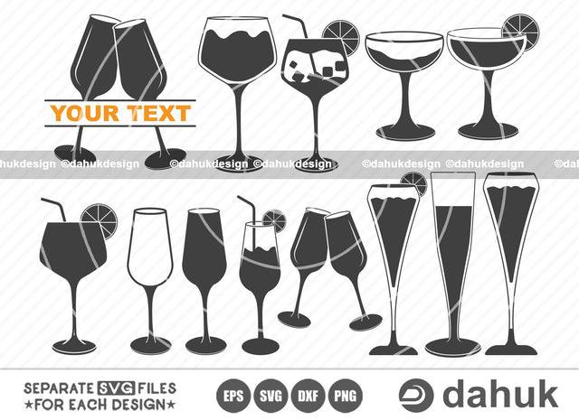 Mimosa Glass SVG, Champagne Glass SVG, Cocktails, Cut File For Silhouette, Svg, Eps, Dxf, Png, Clipart Cricut Design Space, Vinyl Cut Files SVG dahukdesign 