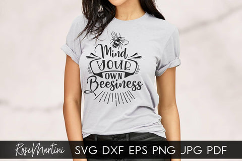 Mind Your Own Beesiness SVG file for cutting machines - Cricut Silhouette, Sublimation Design Bee Pun SVG Bee Happy cutting file Buzz Bumble Bee cut file SVG RoseMartiniDesigns 