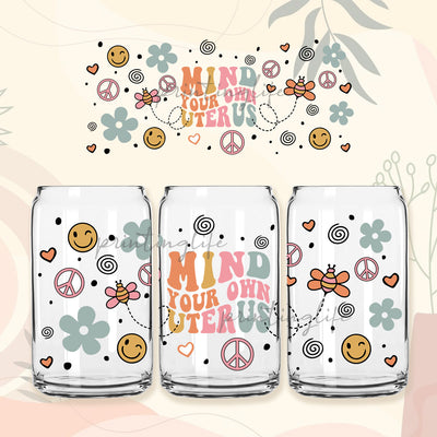 Mind Your Own Uterus Files 16 oz Libbey Beer Glass Can, Instant Download, Sublimation Design $4.00 Sublimation PrintingLife 
