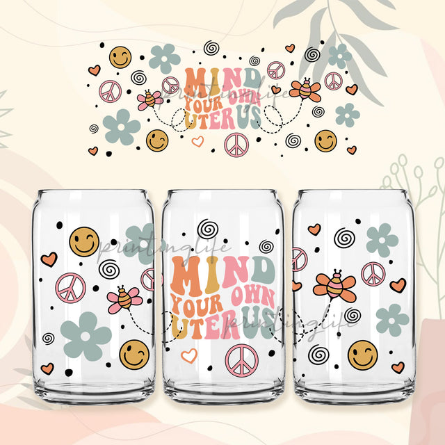 Mind Your Own Uterus Files 16 oz Libbey Beer Glass Can, Instant Download, Sublimation Design $4.00 Sublimation PrintingLife 