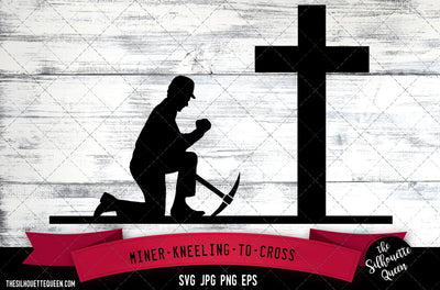 Miner kneeling to cross SVG, Praying at Memorial Cross -Vector Art Commercial & Personal Use- Cricut,Silhouette,Cameo,Vinyl Cut SVG Loveleen Kaur 