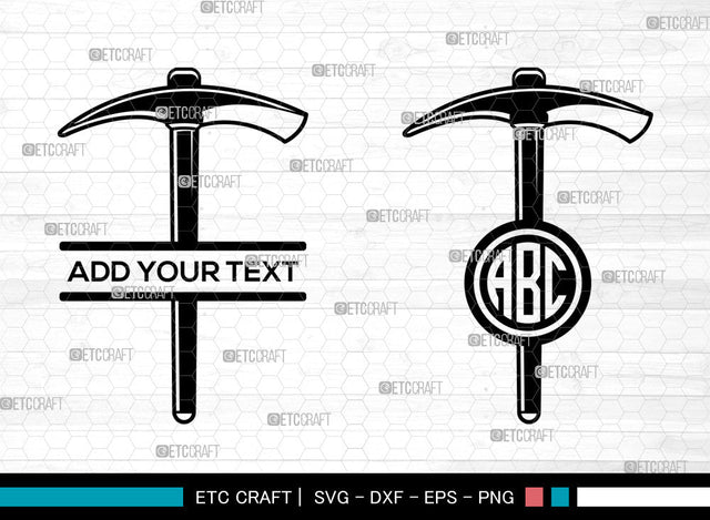 Miner Pickaxe Monogram SVG, Miner Tool Svg, Pickaxe Svg, Split Monogram Svg SVG ETC Craft 