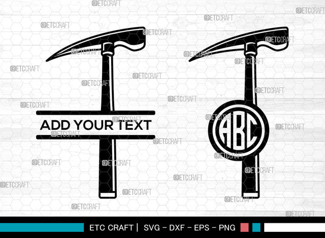 Miner Pickaxe Monogram SVG, Miner Tool Svg, Pickaxe Svg, Split Monogram Svg SVG ETC Craft 