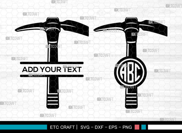 Miner Pickaxe Monogram SVG, Miner Tool Svg, Pickaxe Svg, Split Monogram Svg SVG ETC Craft 