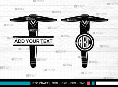 Miner Pickaxe Monogram SVG, Miner Tool Svg, Pickaxe Svg, Split Monogram Svg SVG ETC Craft 