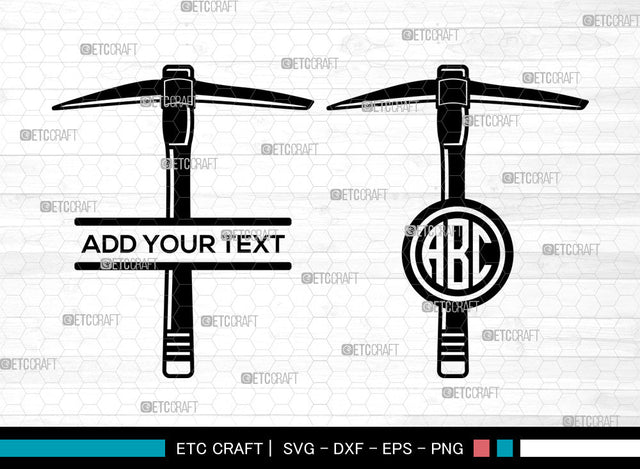 Miner Pickaxe Monogram SVG, Miner Tool Svg, Pickaxe Svg, Split Monogram Svg SVG ETC Craft 
