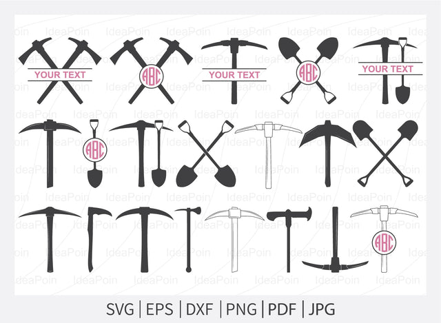 Miner Pickaxe svg bundle, Miner Pickaxe svg, Pickaxe split, Mining svg, Pickaxe monogram, Pickaxe svg, Pickaxe Icons, Coal mining Icons SVG Dinvect 