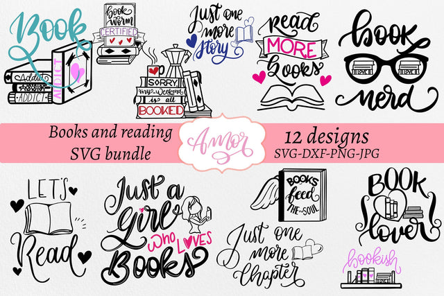 Mini bundle book lover svg, book nerd SVG SVG Amorclipart 
