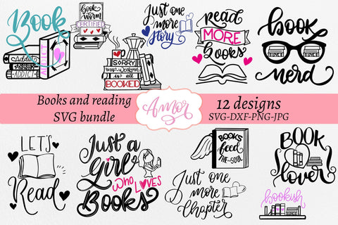 Mini bundle book lover svg, book nerd SVG SVG Amorclipart 