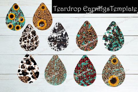 Mini-Bundles,Distress Leopard Teardrop Earrings Png,Leopard Earrings,Western Earrings,Sunflower Earrings Sublimation,Sublimation Design,Digital Download Sketch DESIGN ArtStudio 
