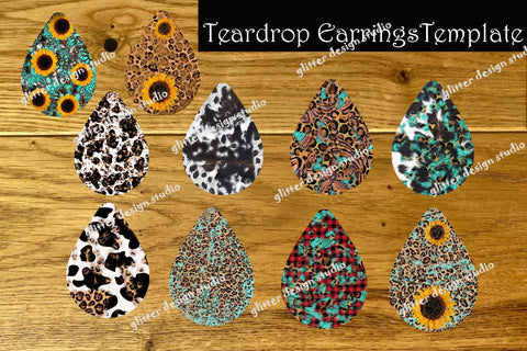 Mini-Bundles,Distress Leopard Teardrop Earrings Png,Leopard Earrings,Western Earrings,Sunflower Earrings Sublimation,Sublimation Design,Digital Download Sketch DESIGN ArtStudio 