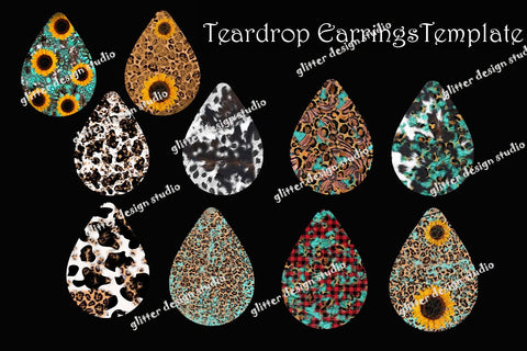 Mini-Bundles,Distress Leopard Teardrop Earrings Png,Leopard Earrings,Western Earrings,Sunflower Earrings Sublimation,Sublimation Design,Digital Download Sketch DESIGN ArtStudio 