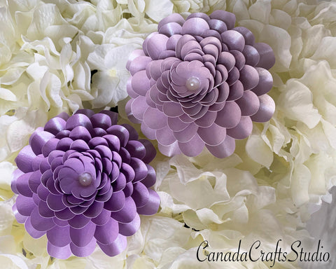 Mini Dahlia Paper Flower Template SVG CanadaCraftsStudio 