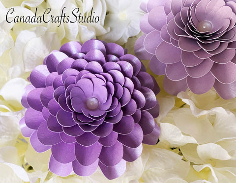 Mini Dahlia Paper Flower Template SVG CanadaCraftsStudio 
