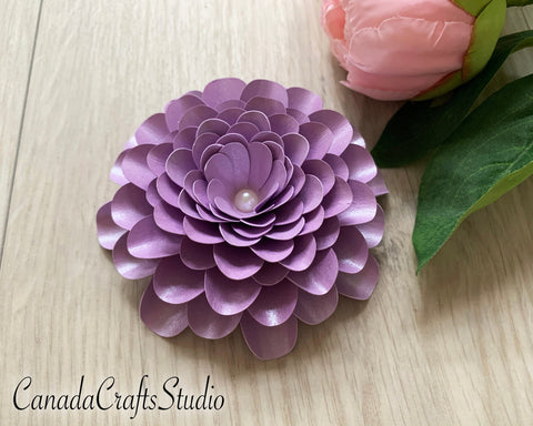 Mini Dahlia Paper Flower Template SVG CanadaCraftsStudio 