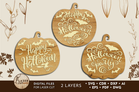 Mini Design Bundles HALLOWEEN PUMPKIN, Multilayer Laser Cut Files, Mandala, 3D Designs SVG LaserCutano 
