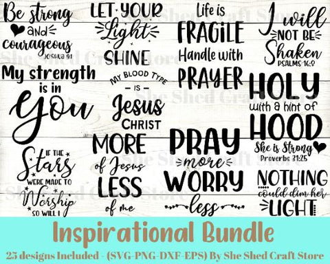 Mini Inspirational Quote SVG Bundle- 25 Designs SVG She Shed Craft Store 