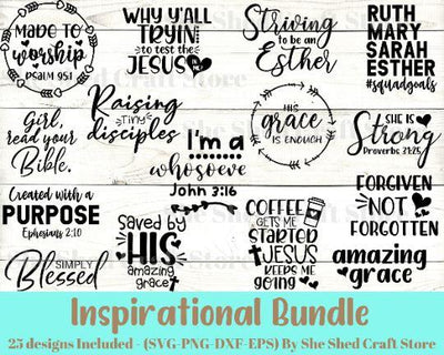 Mini Inspirational Quote SVG Bundle- 25 Designs SVG She Shed Craft Store 