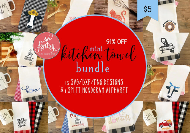 Mini Kitchen Towel SVG Design Bundle Bundle So Fontsy Design Shop 