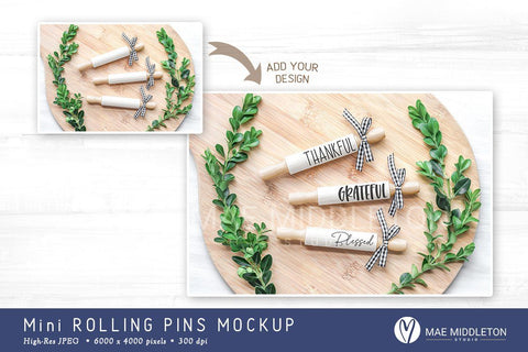 Mini Rolling Pins mockup | styled photo Mock Up Photo Mae Middleton Studio 