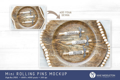 Mini Rolling Pins mockups | 2 styled photos Mock Up Photo Mae Middleton Studio 