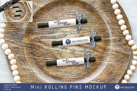 Mini Rolling Pins mockups - black | 2 styled photos Mock Up Photo Mae Middleton Studio 
