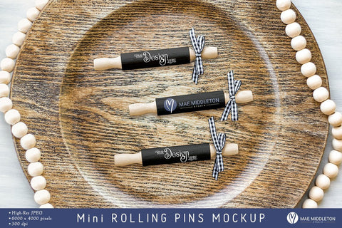 Mini Rolling Pins mockups - black | 2 styled photos Mock Up Photo Mae Middleton Studio 