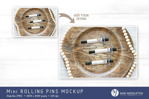 Mini Rolling Pins mockups - black | 2 styled photos Mock Up Photo Mae Middleton Studio 