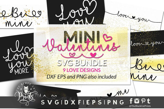 Mini Valentines SVG bundle | 9 cut files SVG TheBlackCatPrints 
