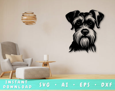 Miniature Schnauzer Laser SVG Cut File, Miniature Schnauzer Glowforge File, Miniature Schnauzer DXF, Miniature Schnauzer Wall Art SVG SVG HappyDesignStudio 