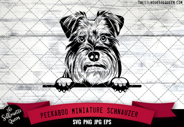 Miniature Schnauzer Peek A Boo | Peekaboo | Peeking Dog Face SVG for Glowforge, Cricut, Laser, Silhouette, Scan n cut files SVG Loveleen Kaur 