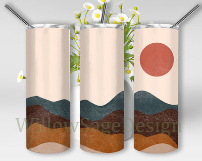 Minimalist Art Sunset 20oz Full Tumbler Wrap, Boho Sun Tumbler Png, Minimalist Art Design Tumbler, Sunset Sublimation Design, Digital Download Sublimation WillowSageDesign 