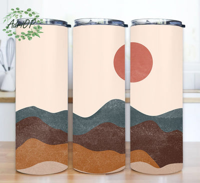Minimalist Art Sunset 20oz Skinny Tumbler Png, Tropical Tumbler, Beach Tote Png, Ocean Beach Sunset, Retro Sunset Tumbler, Template Retro Sunset Design Download Sublimation AdriOP 