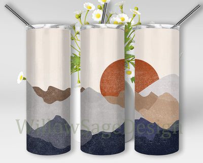 Minimalist Art Sunset Tumbler Wrap, Mountain Sunset 20oz Skinny Tumbler, Minimalist Mountain Tumbler Png, Minimalist Sublimation Design, Instant Download Sublimation WillowSageDesign 
