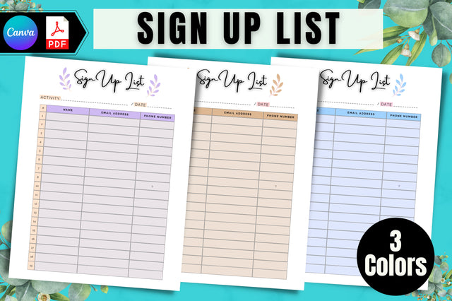 Minimalist Sign Up Sheet, Email Sign Up Forms, PRINTABLE Sign Up, Event Sign Up, Sign In Sheet, A4 A5 Letter PDF, Instant Download Digital Pattern FloridPrintables 
