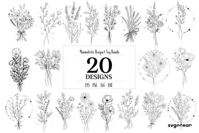 Minimalistic Bouquet Svg Bundle SVG SvgOcean 