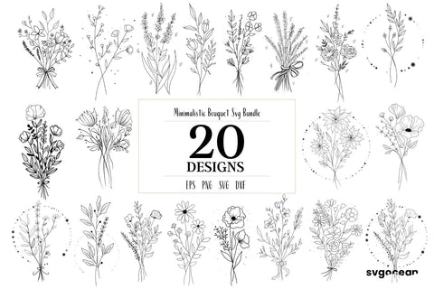Minimalistic Bouquet Svg Bundle SVG SvgOcean 