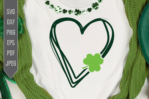 Minimalistic St. Patrick's Day Heart Svg. Hand Drawn St. Patrick's Day Heart Svg. Lucky Svg. Irish Svg. Clover Svg. St Patrick's Dxf, eps, png, jpg pdf SVG Mint And Beer Creations 