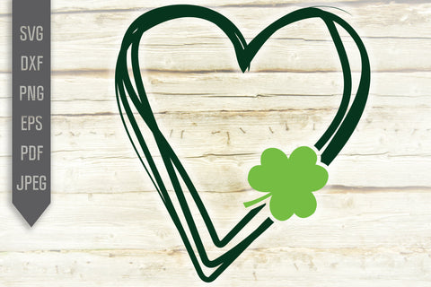 Minimalistic St. Patrick's Day Heart Svg. Hand Drawn St. Patrick's Day Heart Svg. Lucky Svg. Irish Svg. Clover Svg. St Patrick's Dxf, eps, png, jpg pdf SVG Mint And Beer Creations 